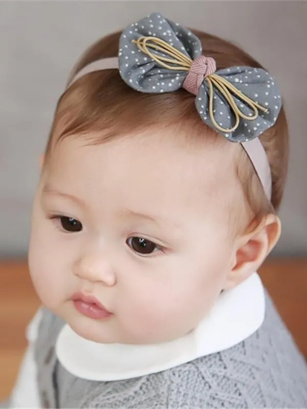 Cute Cloth Dots Printed Bowknot Headband Newborn Baby Girls