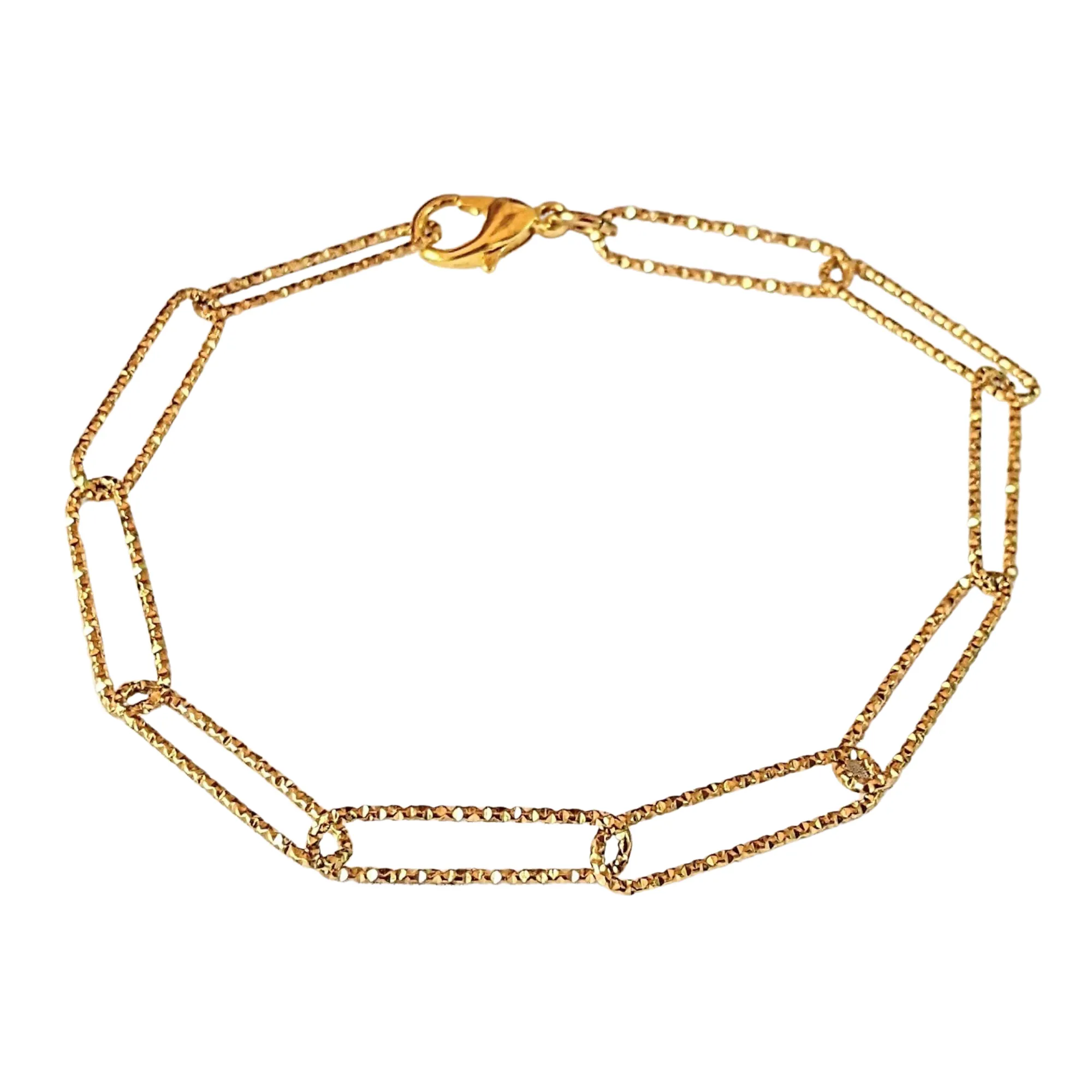 Diamond Cut Gold Paperclip Chain Bracelet