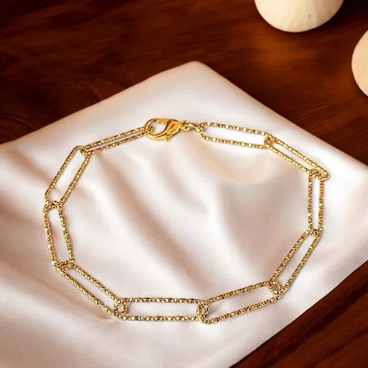 Diamond Cut Gold Paperclip Chain Bracelet