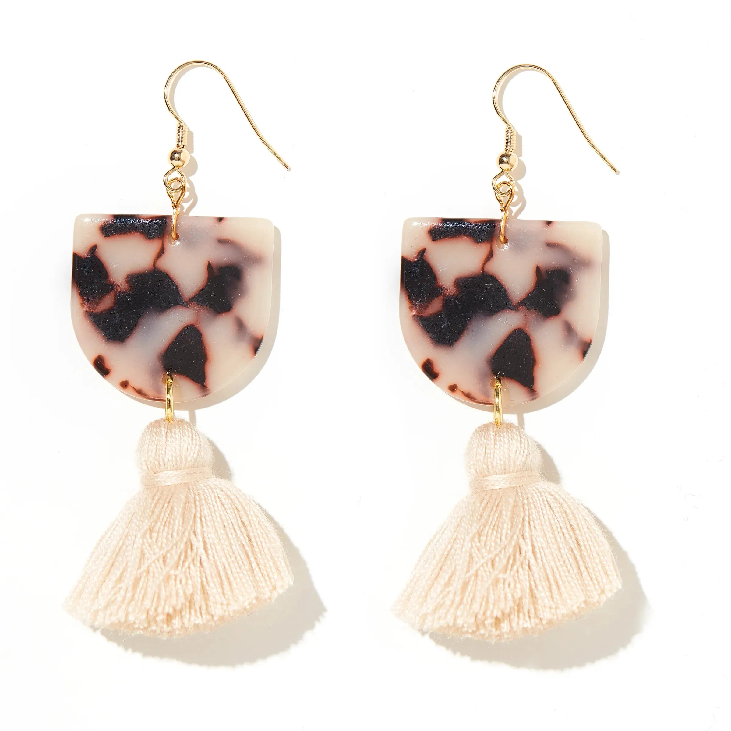 Emeldo Coco Earrings // White Tortoise Shell Perspex   Beige