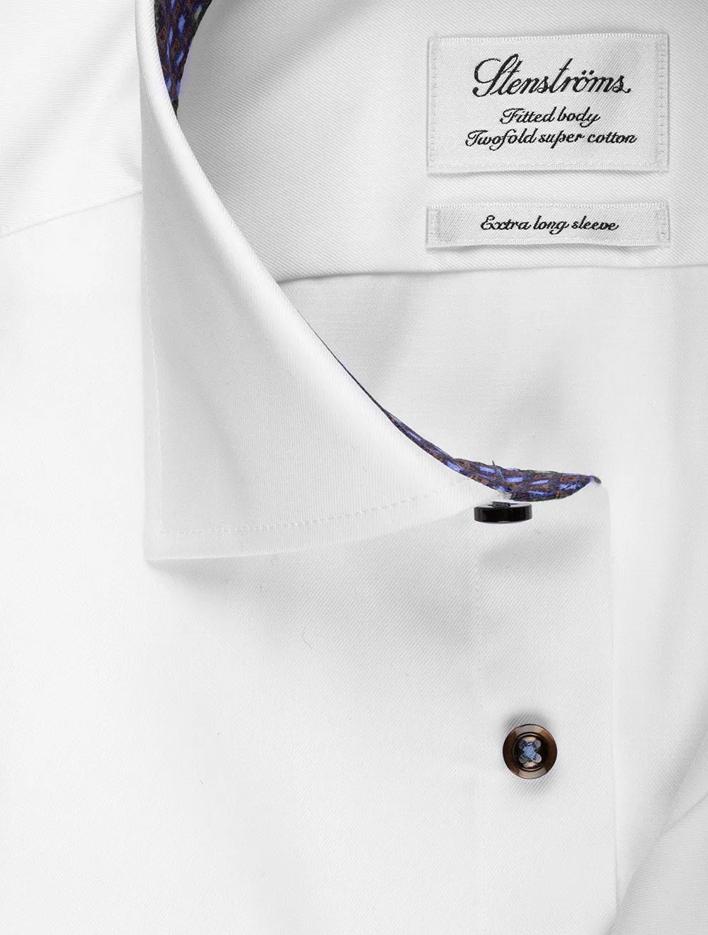 Extra long sleeve Fitted Contrast Twill Shirt White