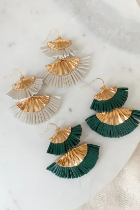 Fan Shaped Leather Tassel Earrings