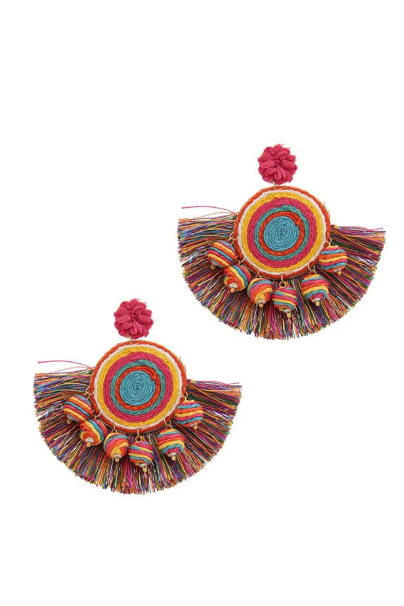 Fashion Fan Tassel Drop Earring