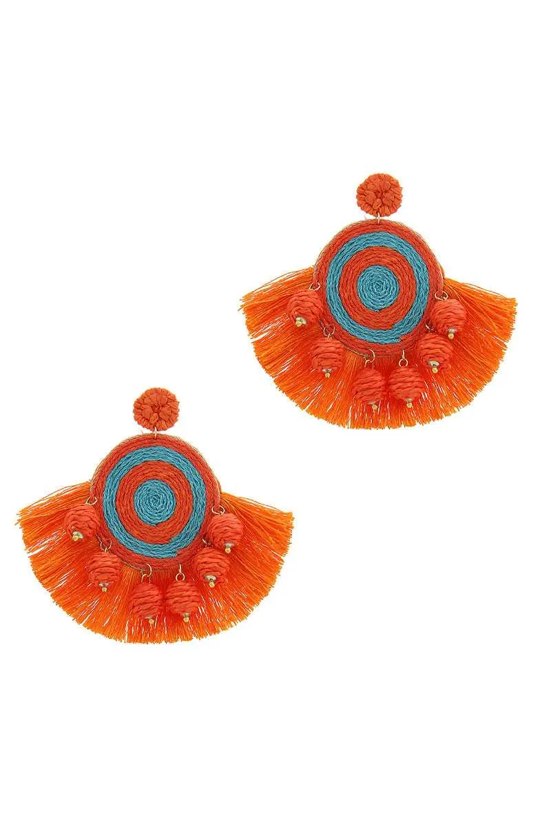 Fashion Fan Tassel Drop Earring