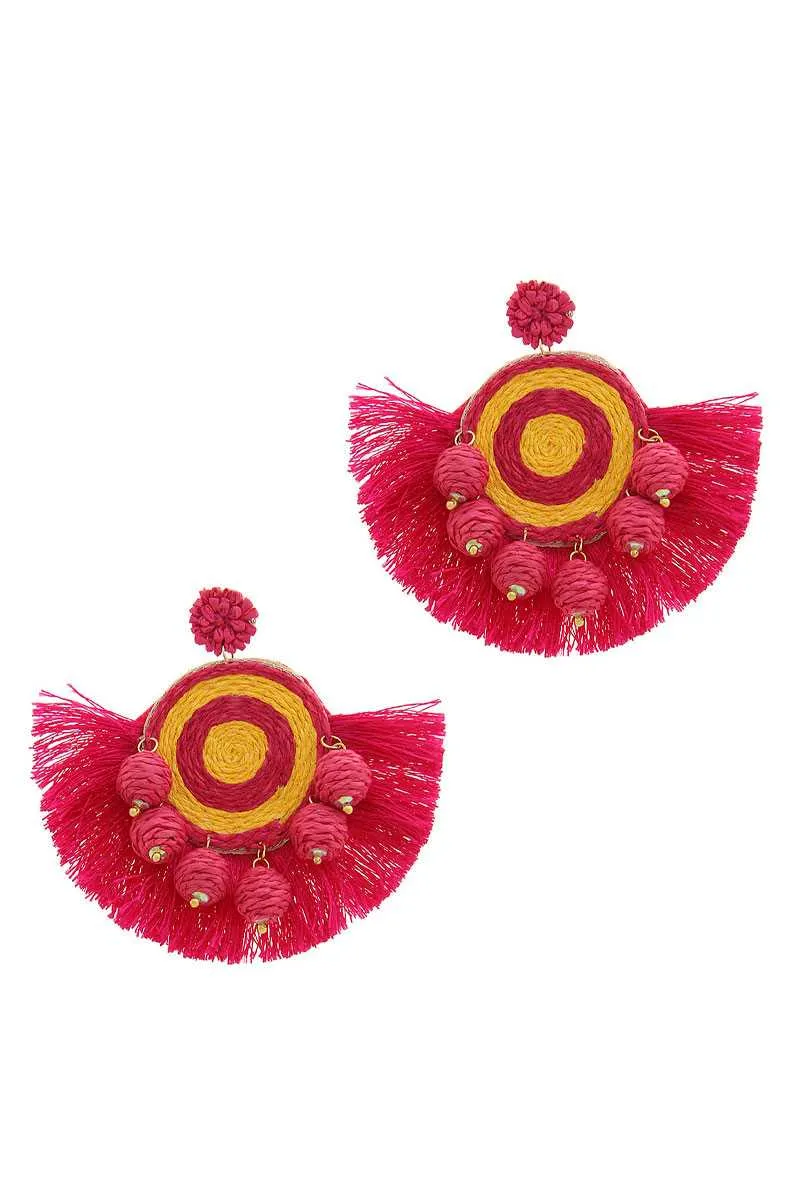 Fashion Fan Tassel Drop Earring