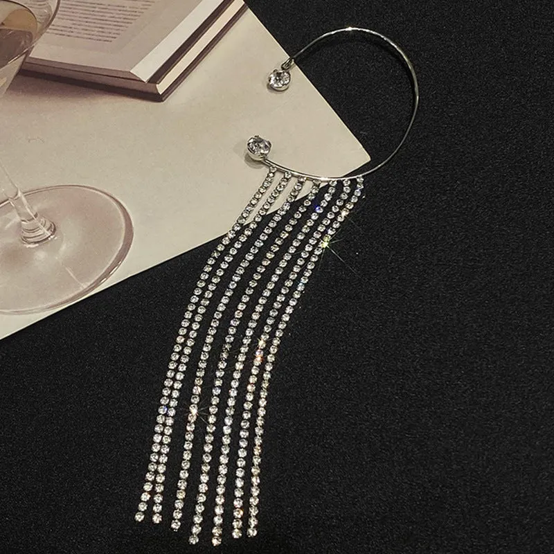 Fashionable Trendy Long Tassel Earcuffs Earrings Without Pierced for Women