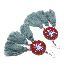 Felt Embroidered Hilltribe Earrings, B