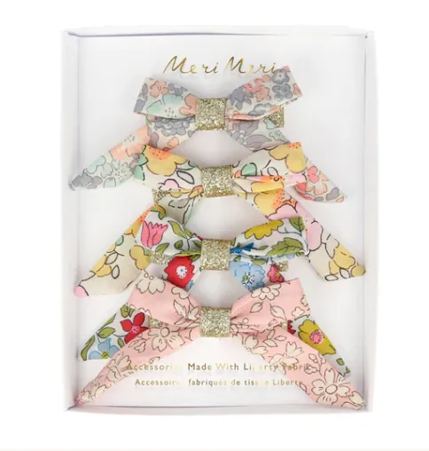 Floral Bow Hair Clips