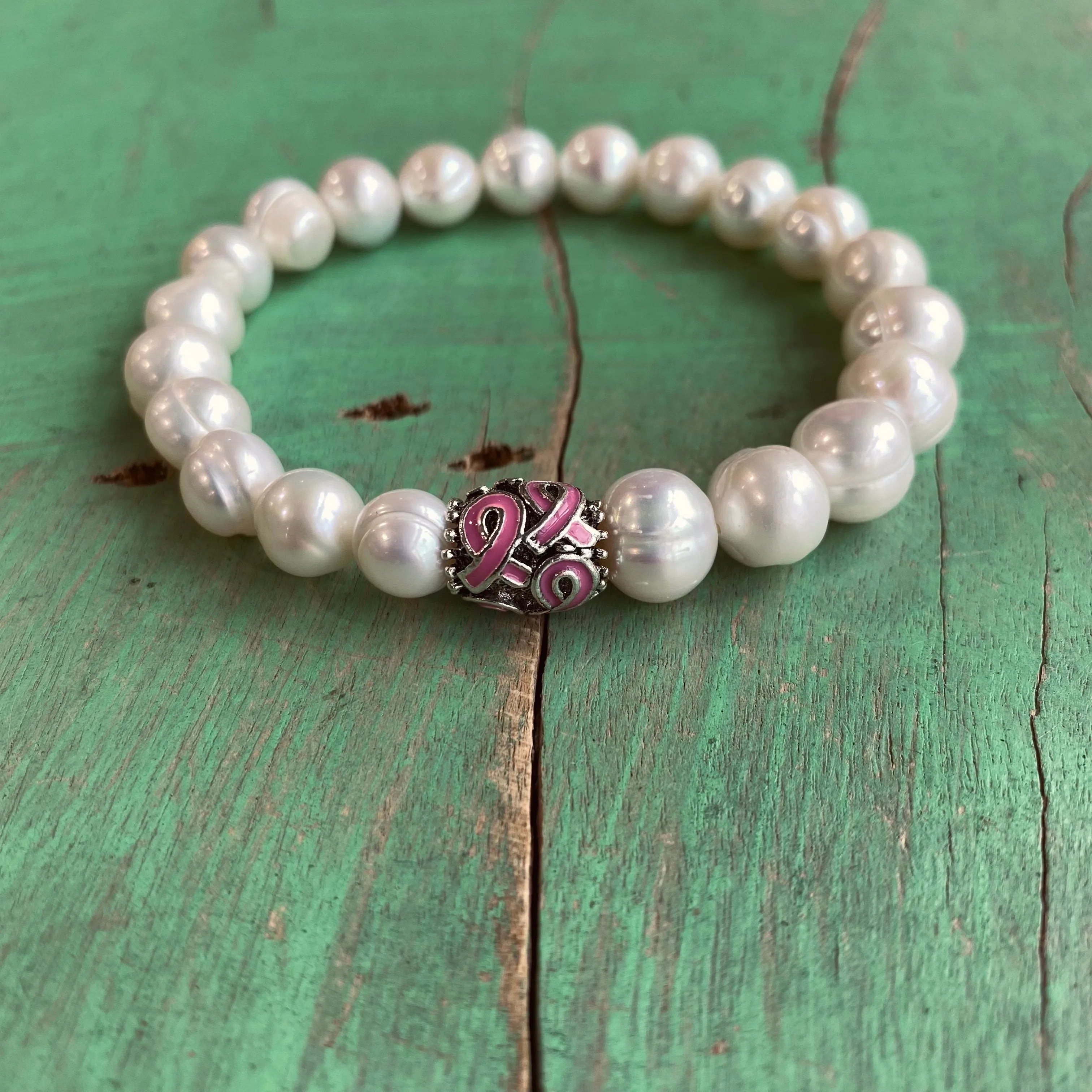 Freshwater Pearl Breast Cancer Awareness Bracelet