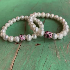 Freshwater Pearl Breast Cancer Awareness Bracelet