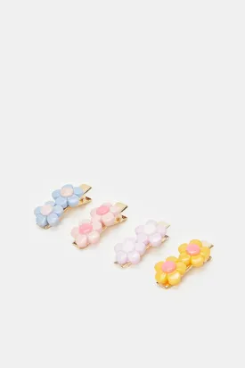 Girls Assorted Floral Hair Clips (Pack of 4)