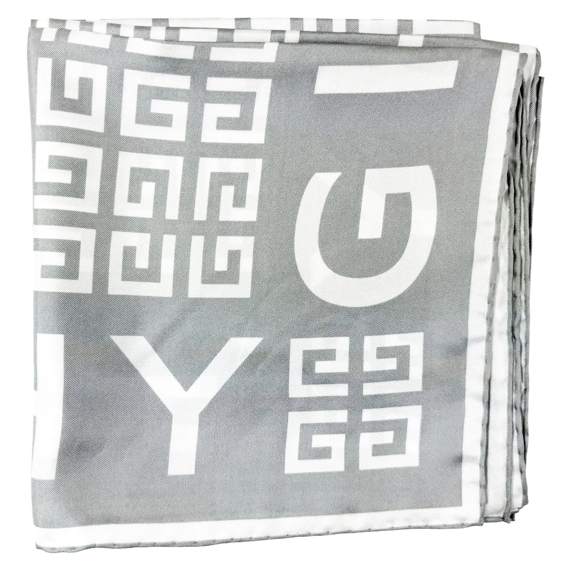 Givenchy Scarf Gray 4G Design - Twill Silk Square Foulard SALE