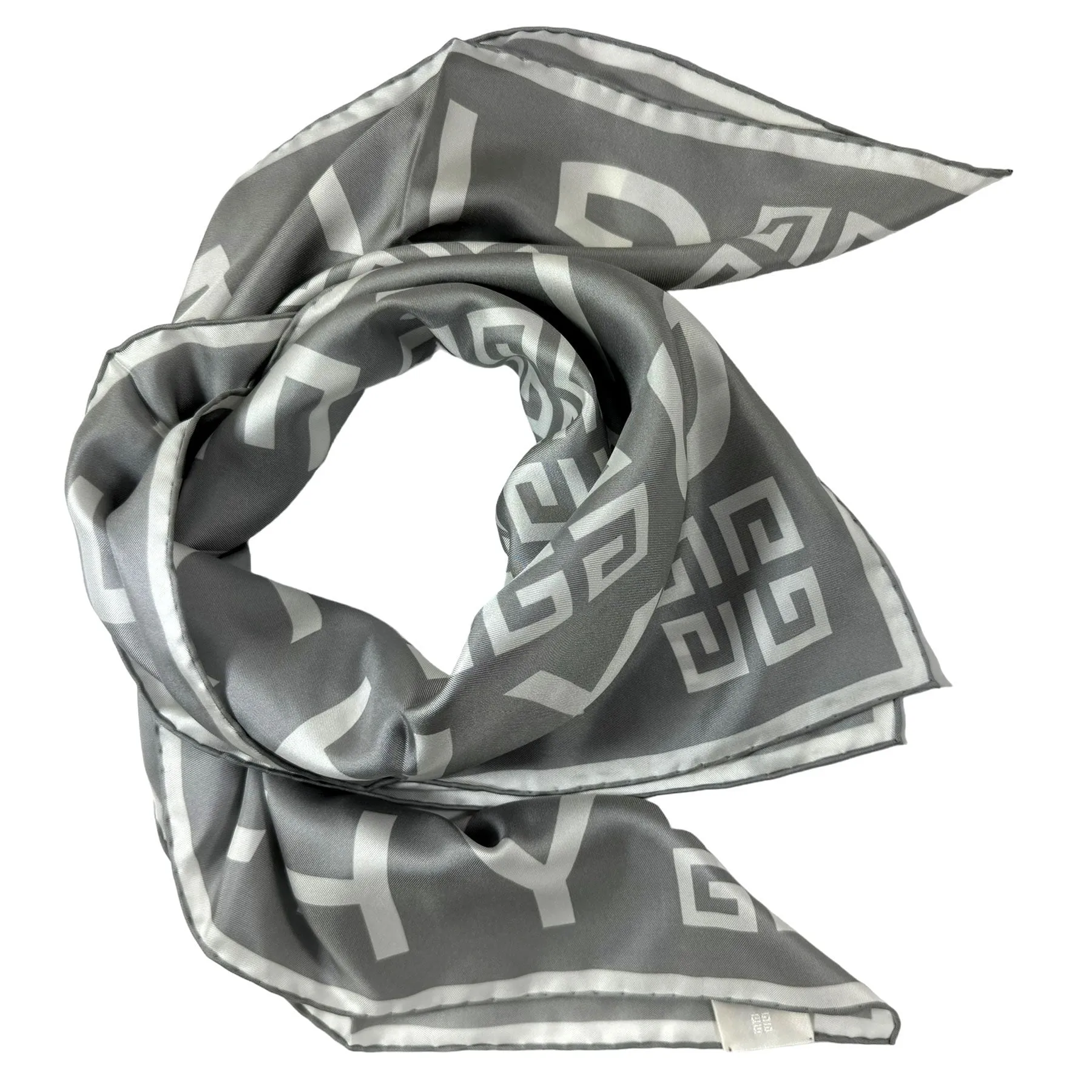 Givenchy Scarf Gray 4G Design - Twill Silk Square Foulard SALE