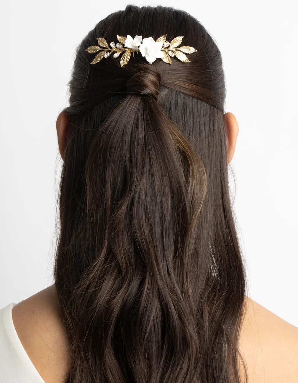 Gold Diamante Floral Comb