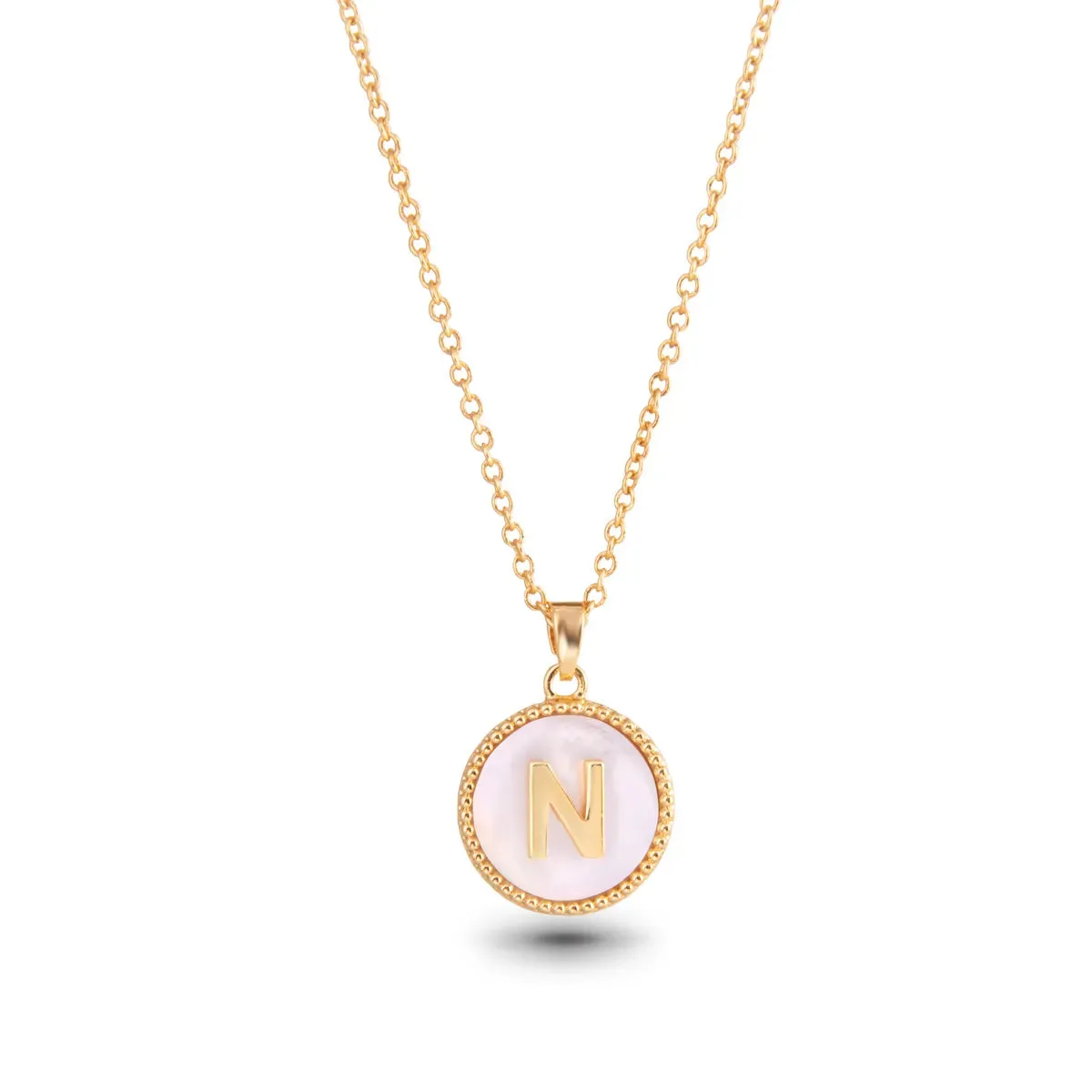 Gold Mother of Pearl Initial Necklace