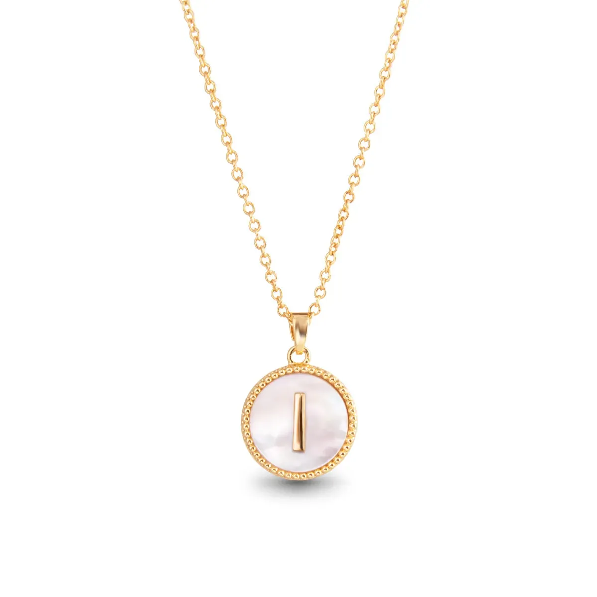 Gold Mother of Pearl Initial Necklace