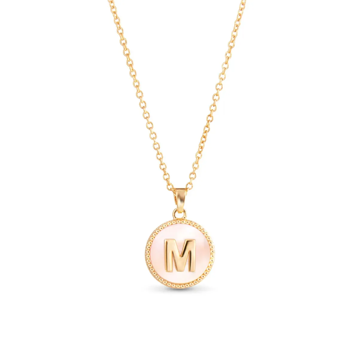 Gold Mother of Pearl Initial Necklace