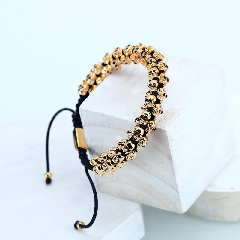 Gold Skull Braided Bracelet