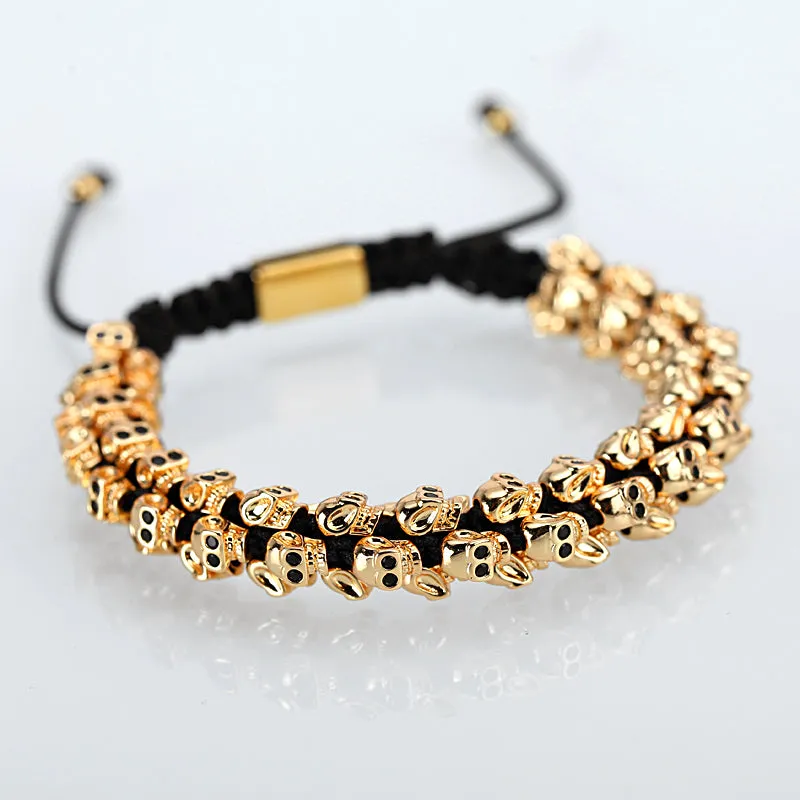 Gold Skull Braided Bracelet