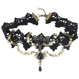 Gothic Victorian Cosplay Punk Fabric Choker - Black (Style 4)