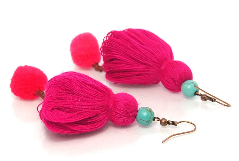 Hill Tribe Tassel Earrings, C