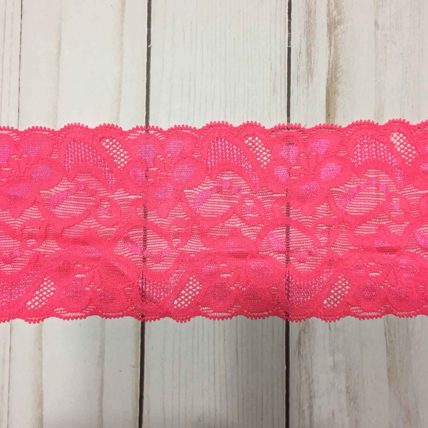 Hot Pink 3.5" Wide Stretch Lace