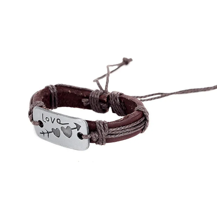 Hot Sale Bracelet Men Women Handmade Braid Genuine Leather bracelet Wrap Charm Cross Bracelets Bangles Men Jewelry