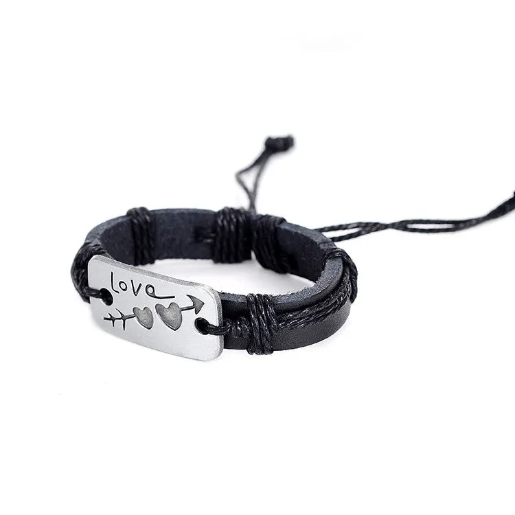 Hot Sale Bracelet Men Women Handmade Braid Genuine Leather bracelet Wrap Charm Cross Bracelets Bangles Men Jewelry