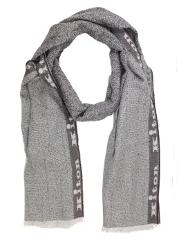 Kiton Scarf Brown Gray - Men Cashmere Wool Silk Shawl