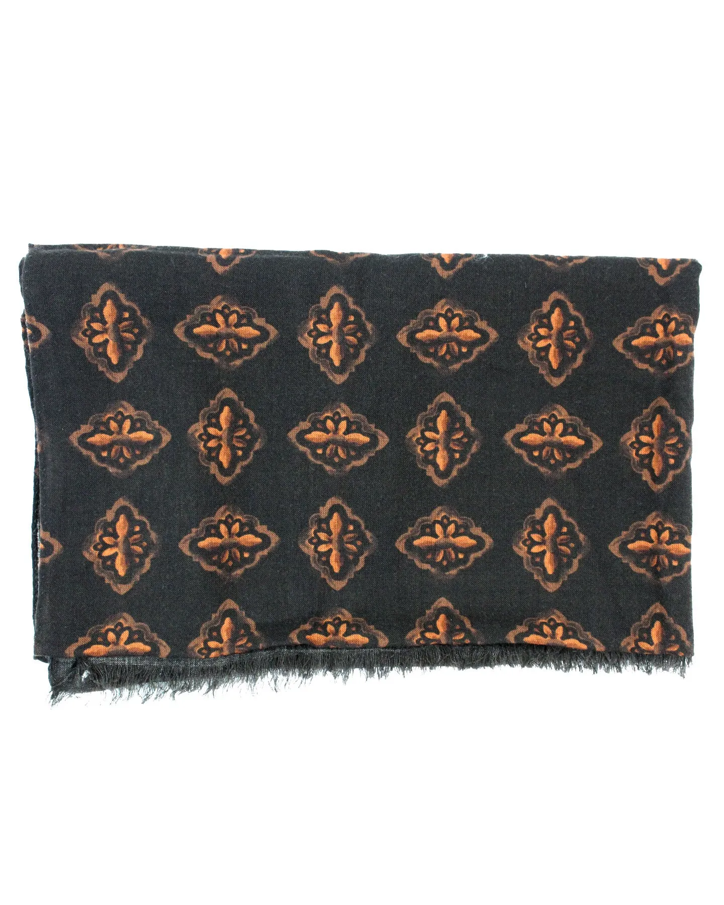 Kiton Scarf Brown Medallion - Men Collection Wool Cashmere