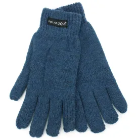 Knitted Elasticated Cuffs Gloves - Blue