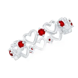 Lab Created Ruby Open Heart Eternity Band Ring