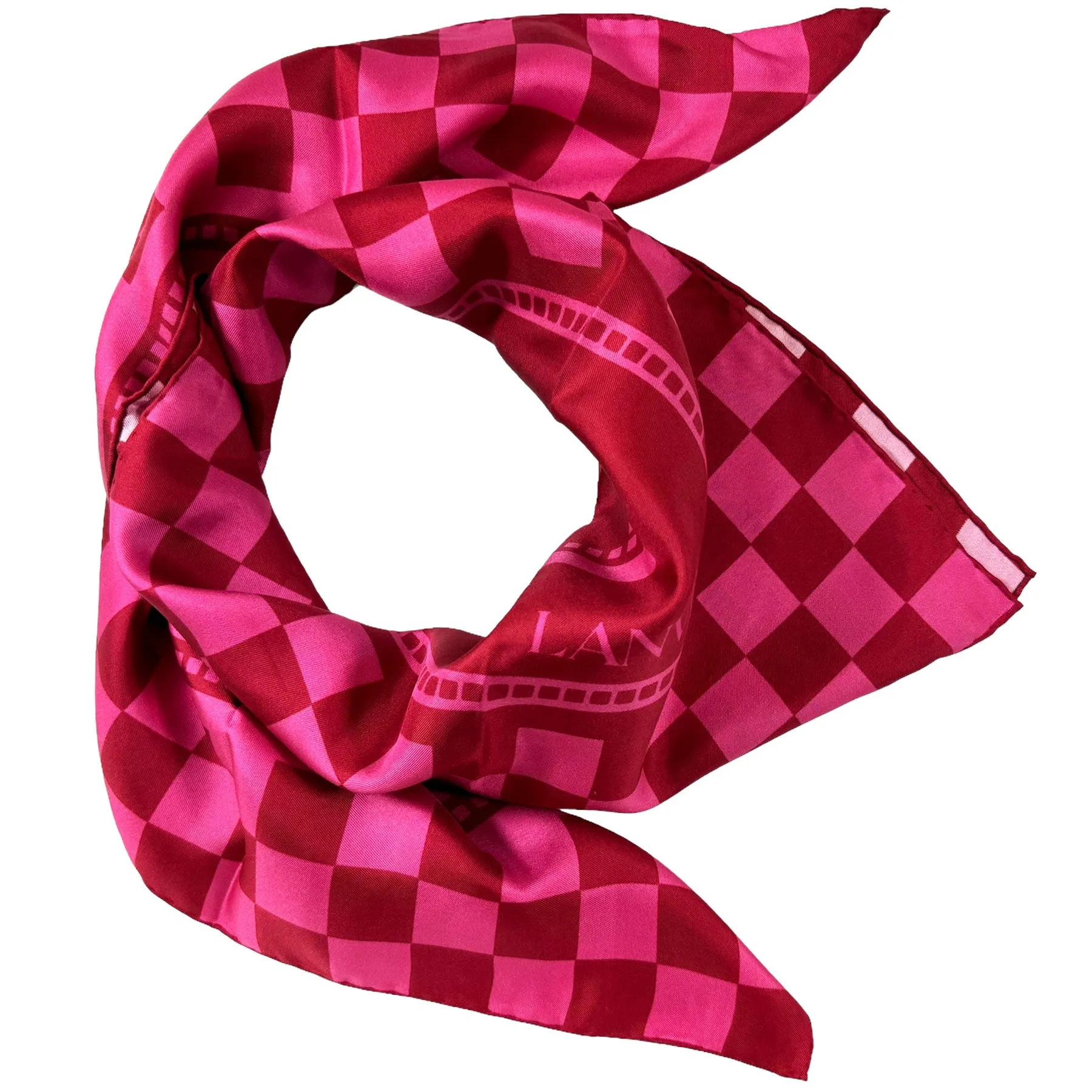 Lanvin Scarf Pink Check Design - Twill Silk Scarf