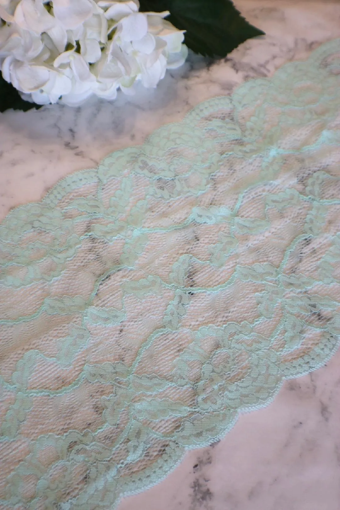 Light Seafoam 8.75" Wide Stretch Lace