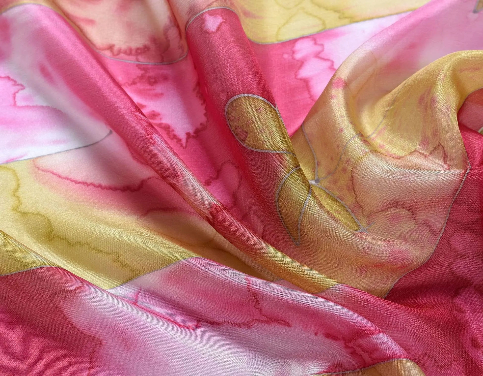 Long Hand Painted Silk Scarf - Daylilly