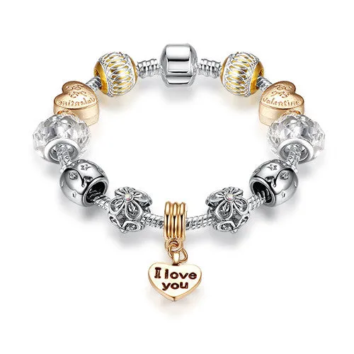 Luxury New Gold Charm Bracelets For Women Crystal DIY Beads Bracelets & Bangles Pulsera Gift Fashion Jewelry