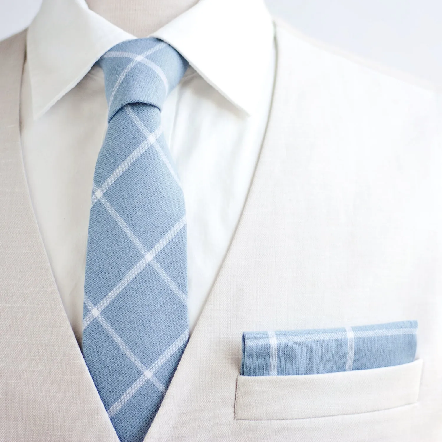 Men's Pocket Square / Chambray Linen Window Pane