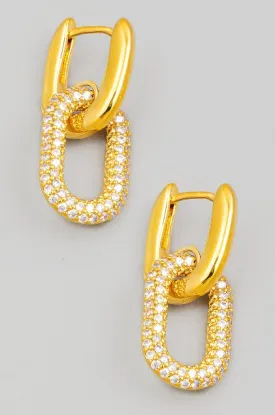 Miley Studded Small Oval Chain Link Dangle Earrings