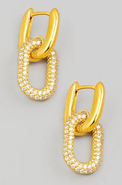 Miley Studded Small Oval Chain Link Dangle Earrings