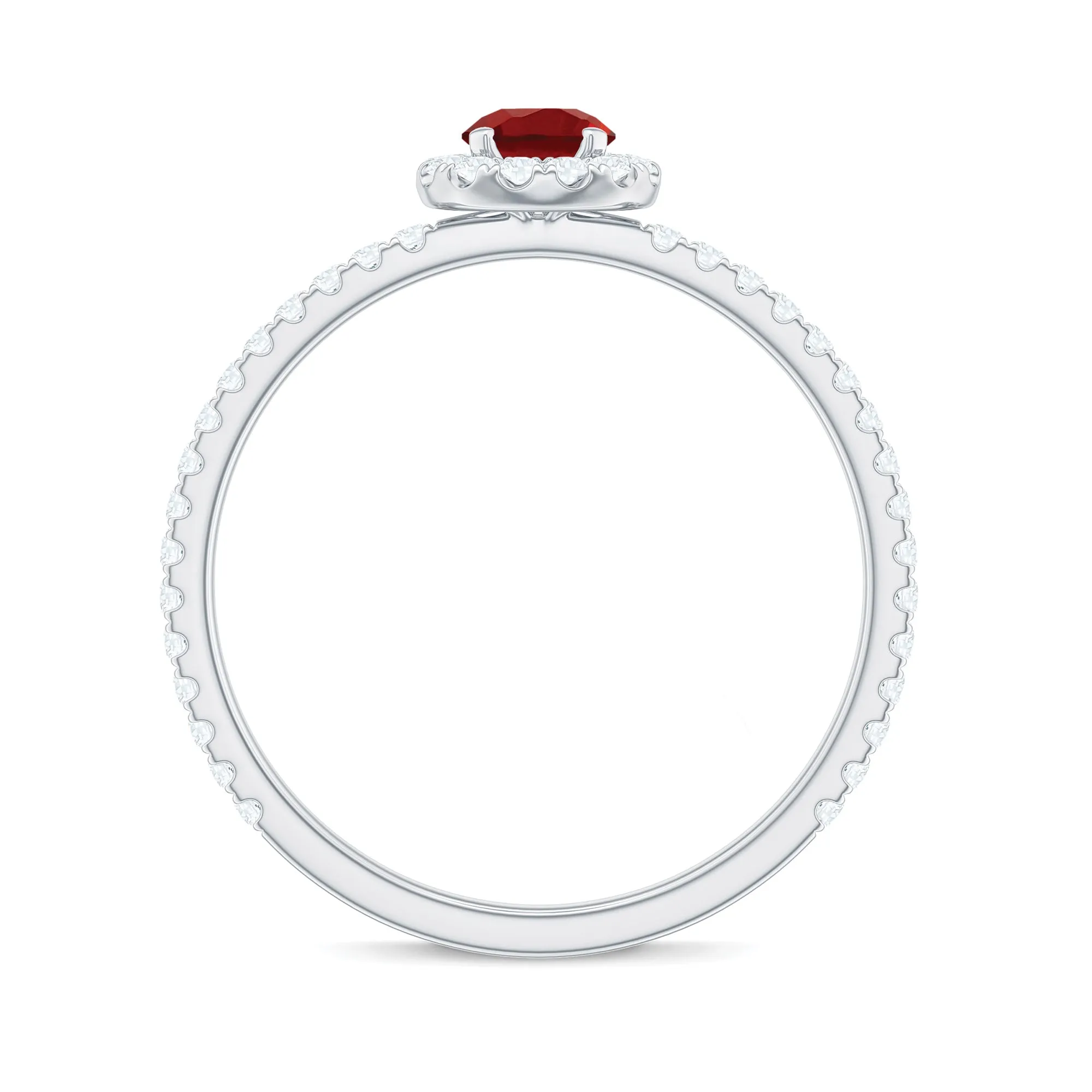 Minimal Lab Grown Ruby Engagement Ring with Diamond Accent