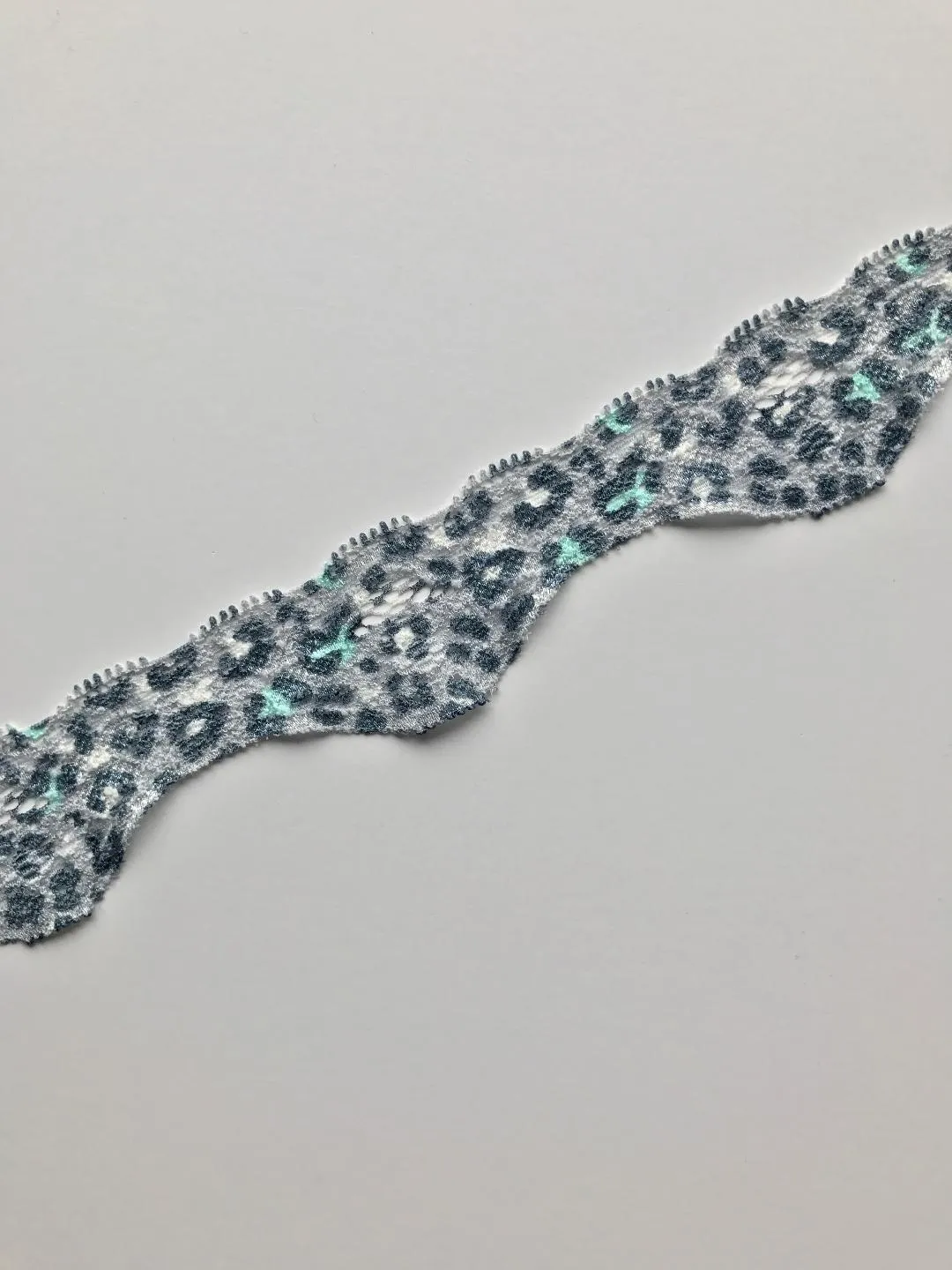 Mint Cheetah 1.5" Wide Stretch Lace