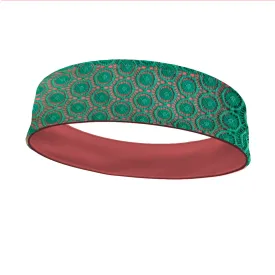 Mint Lace Fashion and Neon Coral Wicking Reversible Headband