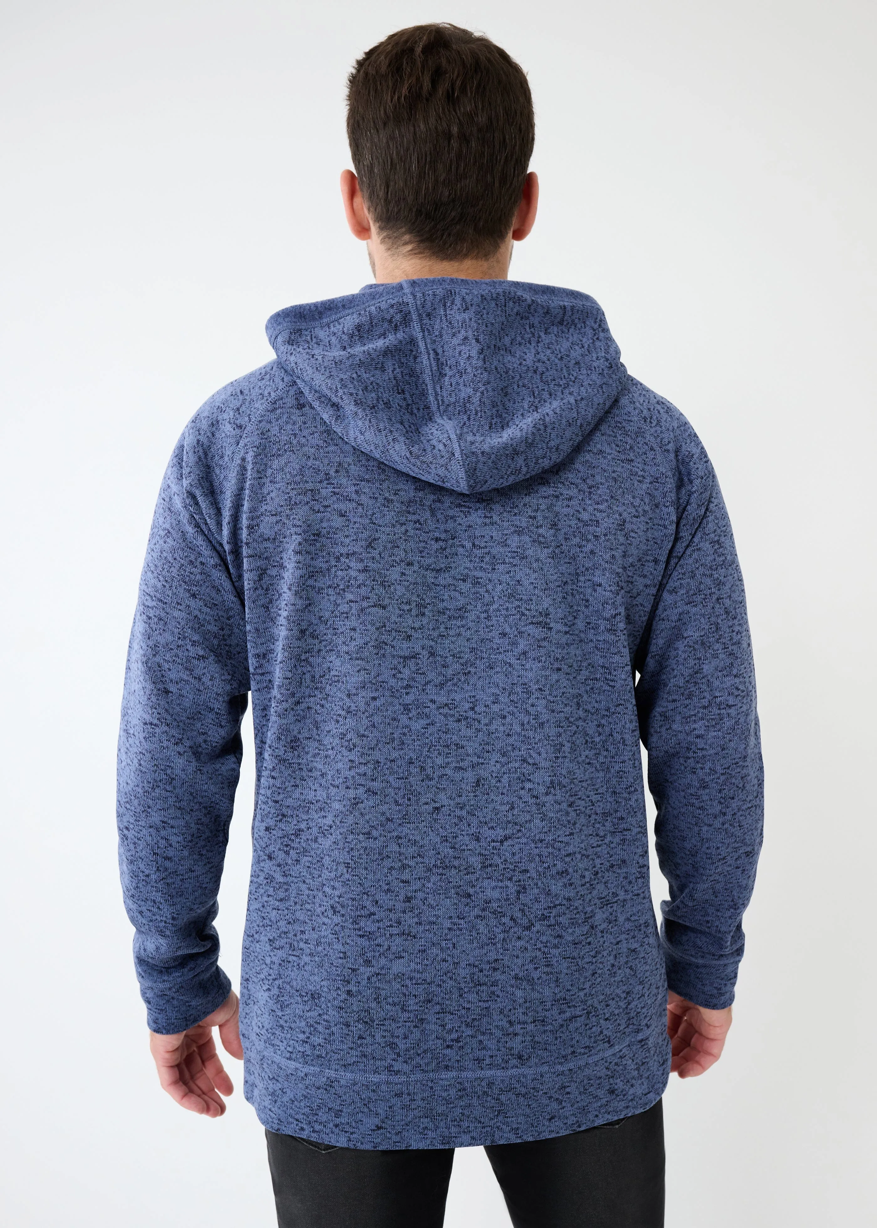 Mixed Fabric Fleece Hoodie | Denim