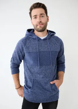 Mixed Fabric Fleece Hoodie | Denim