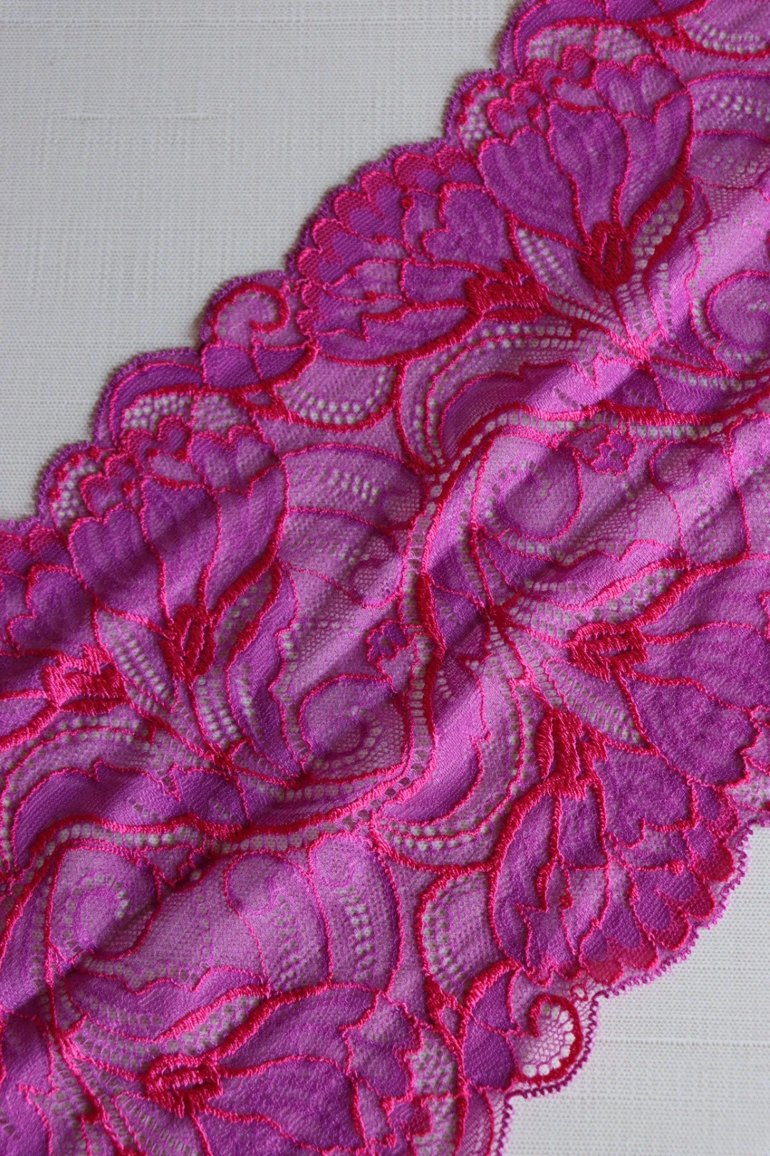 Mystical Magenta & Hot Pink 7" Wide Stretch Lace