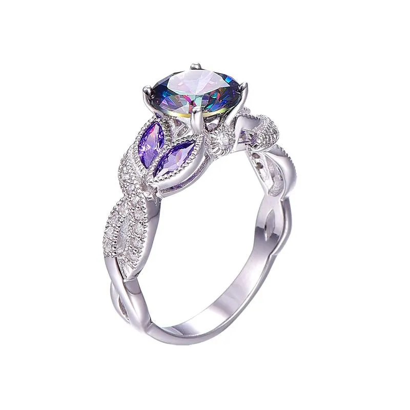 Mystical Rainbow Topaz 925 Sterling Silver Sapphire Engagement Rings Fine Jewelry