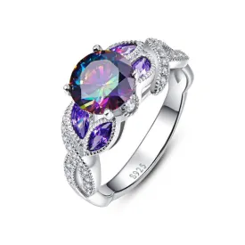 Mystical Rainbow Topaz 925 Sterling Silver Sapphire Engagement Rings Fine Jewelry