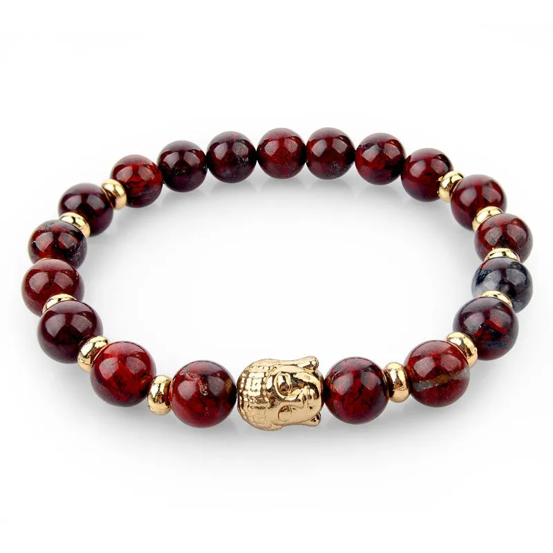 Natural Stone Buddha Charm Bracelets With Stones Beads Bracelets For Women Men Silver Turkish Jewelry Pulseira Masculina