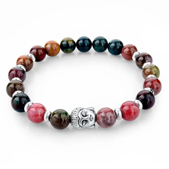 Natural Stone Buddha Charm Bracelets With Stones Beads Bracelets For Women Men Silver Turkish Jewelry Pulseira Masculina