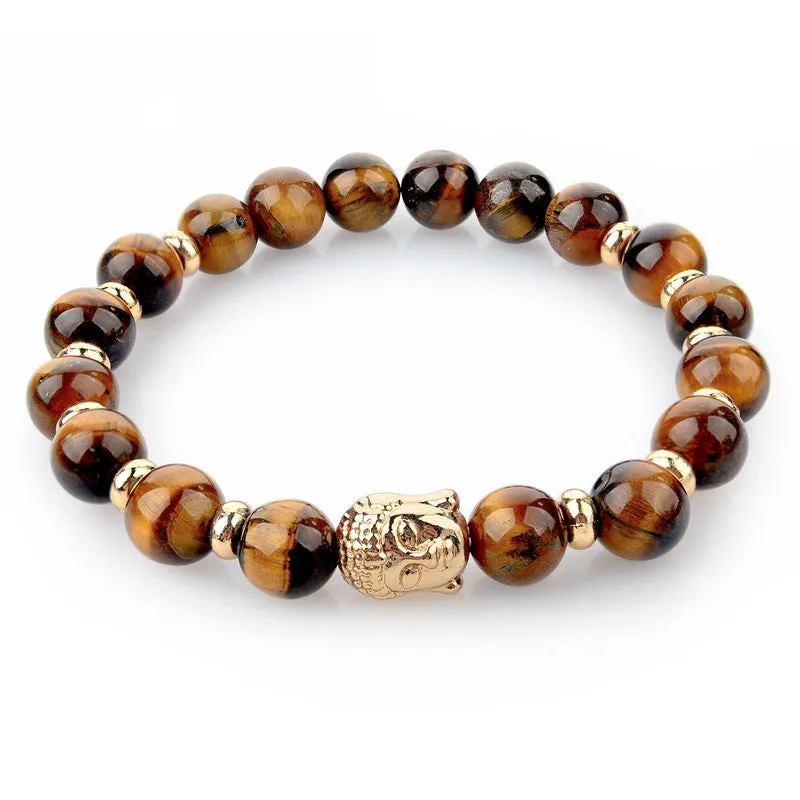 Natural Stone Buddha Charm Bracelets With Stones Beads Bracelets For Women Men Silver Turkish Jewelry Pulseira Masculina